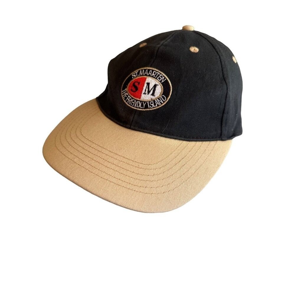 Black‎ Beige St. Maarten The Friendly Island Hat Cap Adjustable